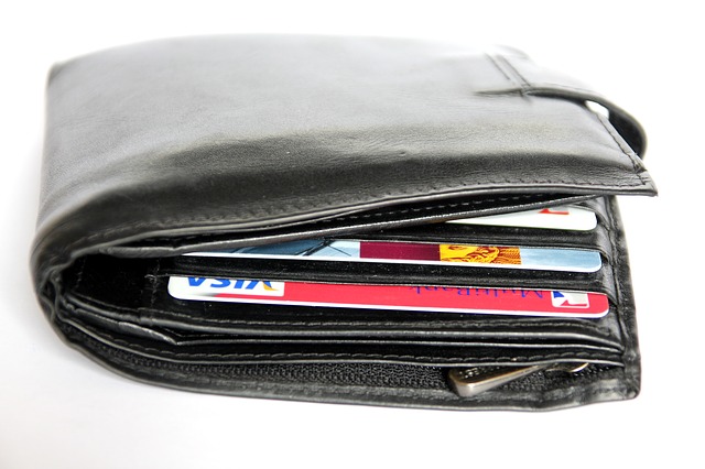 A wallet with multiple credit cards