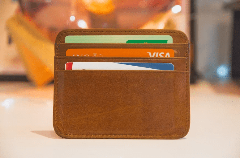 Credit cards inside a cardholder.