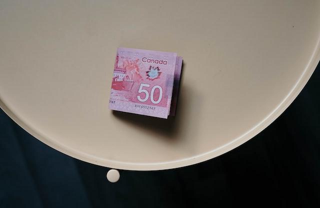 Closeup of Canadian dollar bills