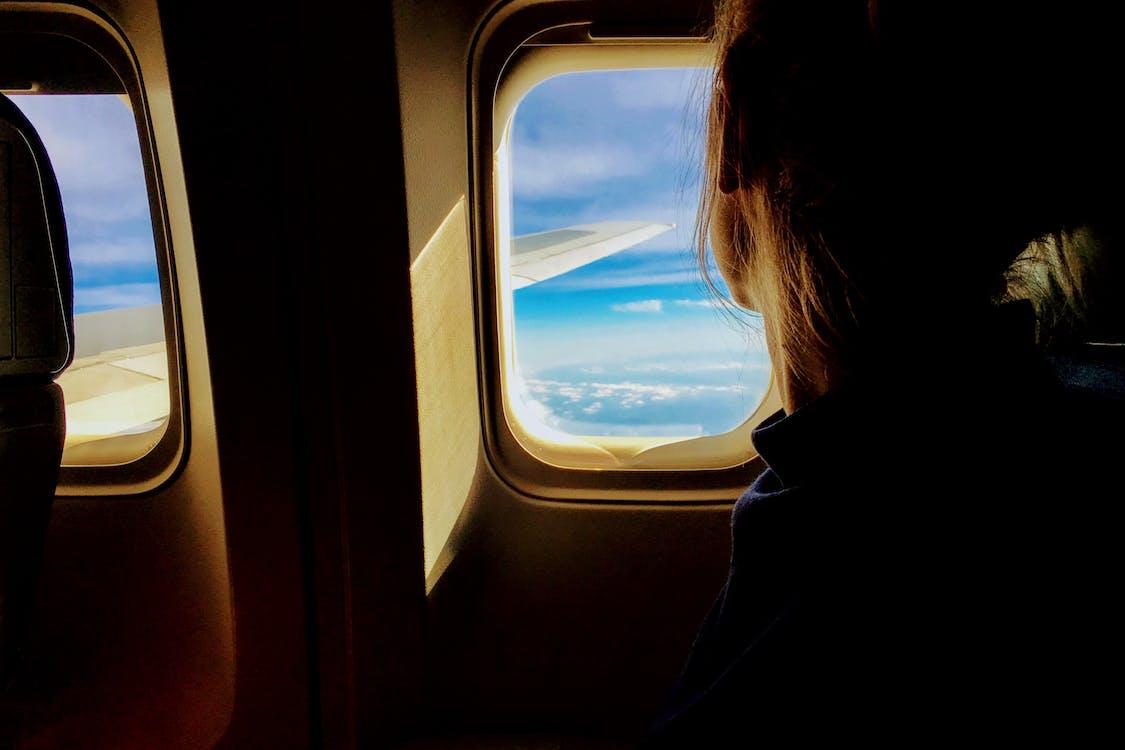 A passenger inside an airplane