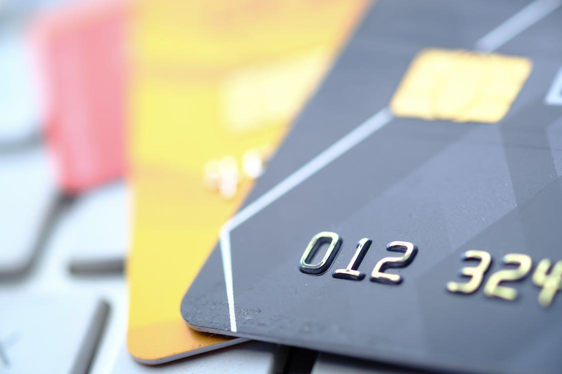 a close-up of multiple credit cards