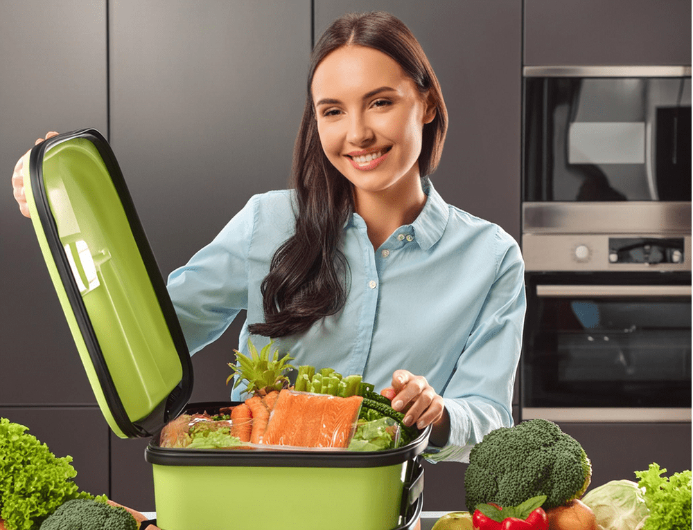 Woman opening meal kit box