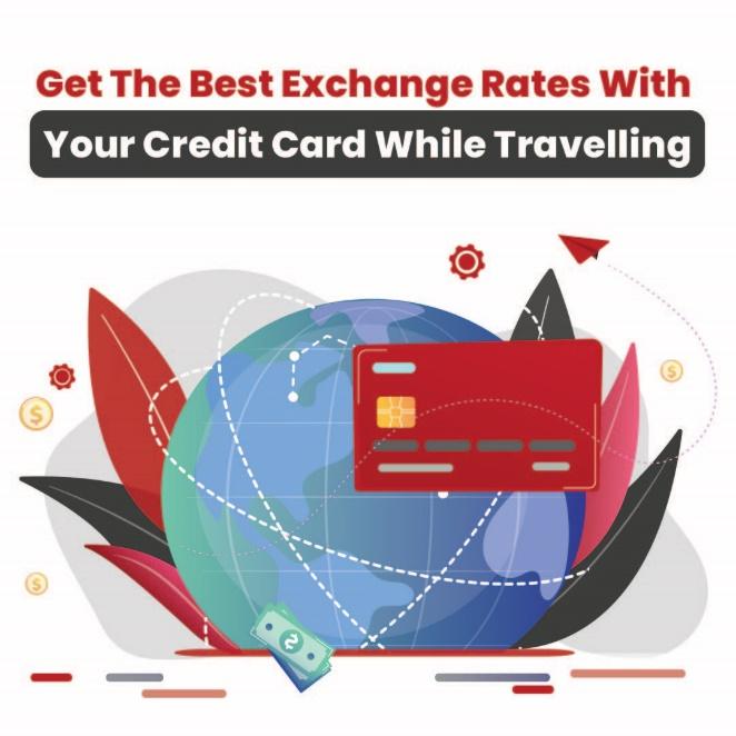 a credit card next to a globe.