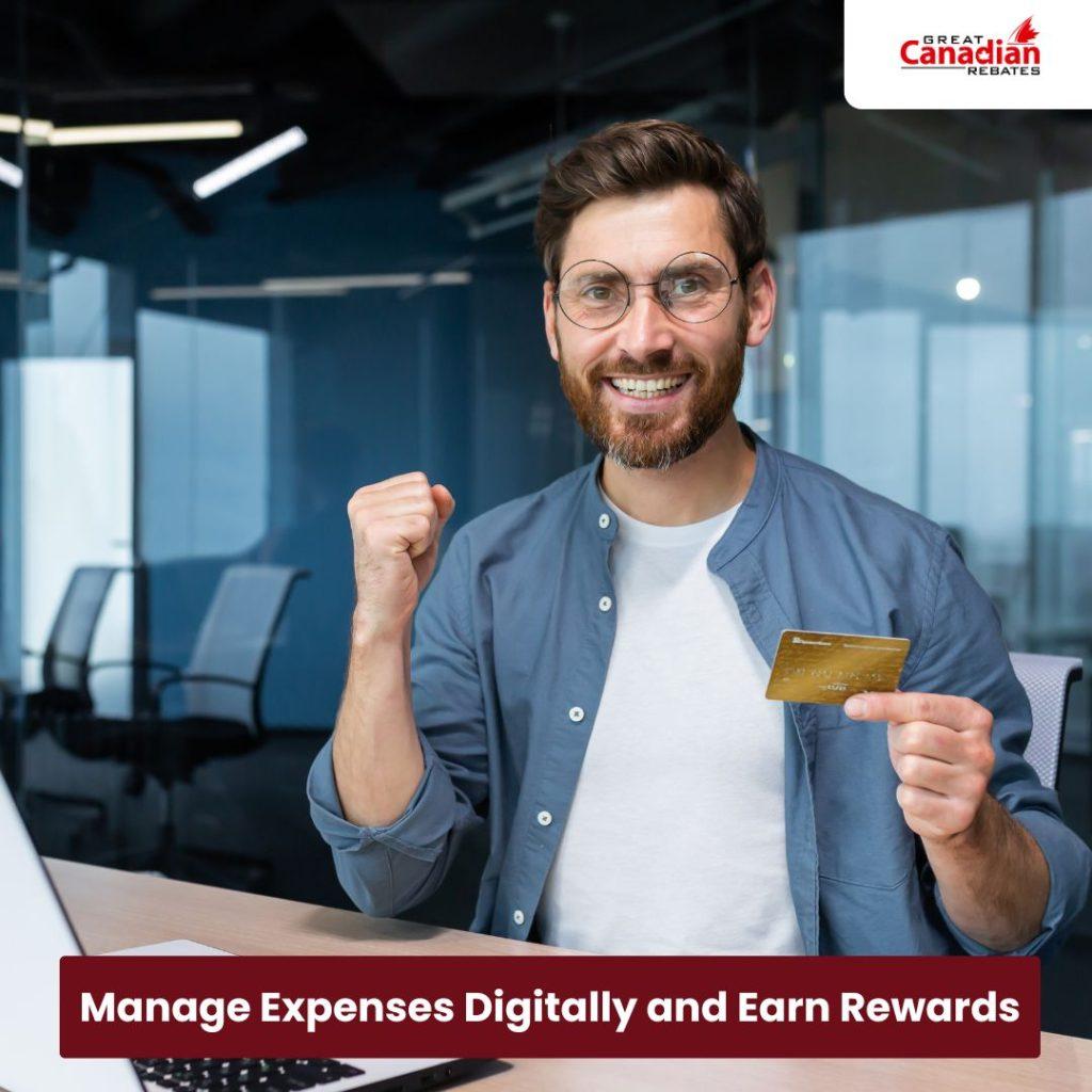 A freelancer sitting at a desk using a mobile phone and holding a credit card, symbolizing digital expense management with business credit cards.