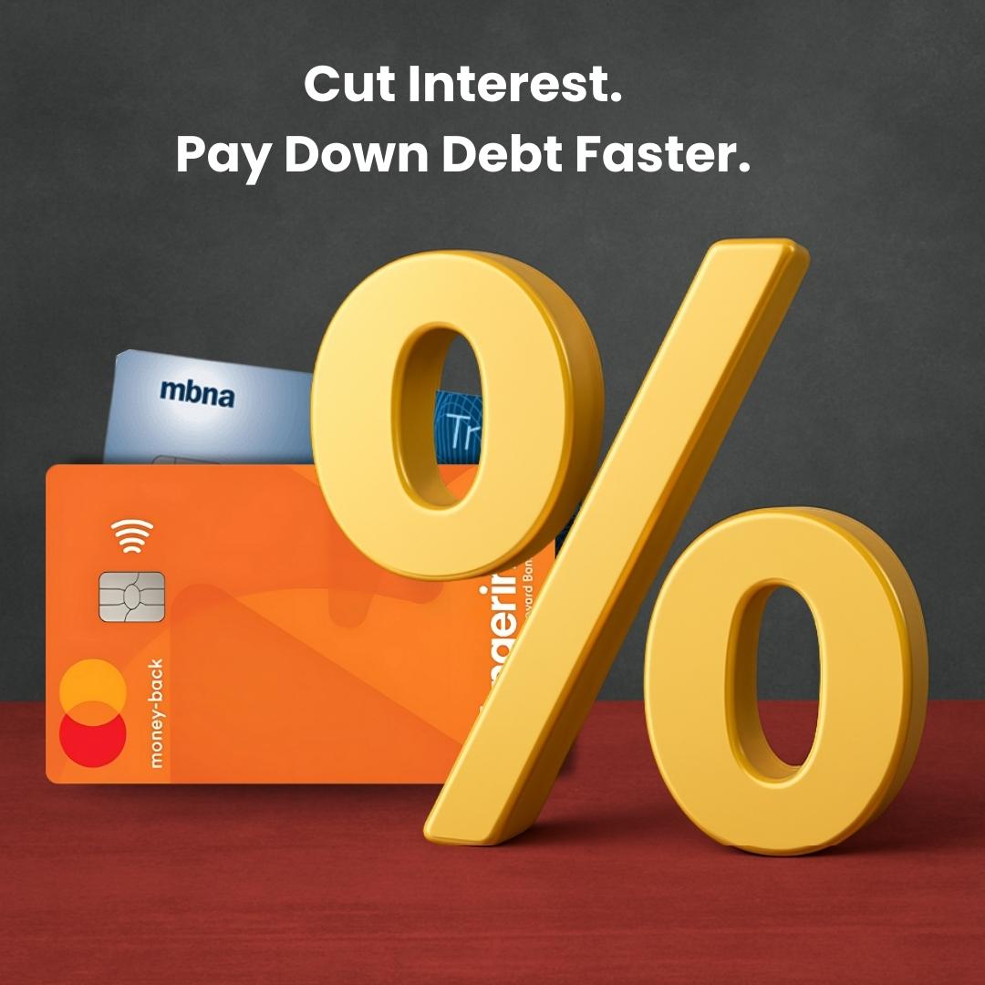 A custom graphic featuring credit cards with a large percentage symbol.