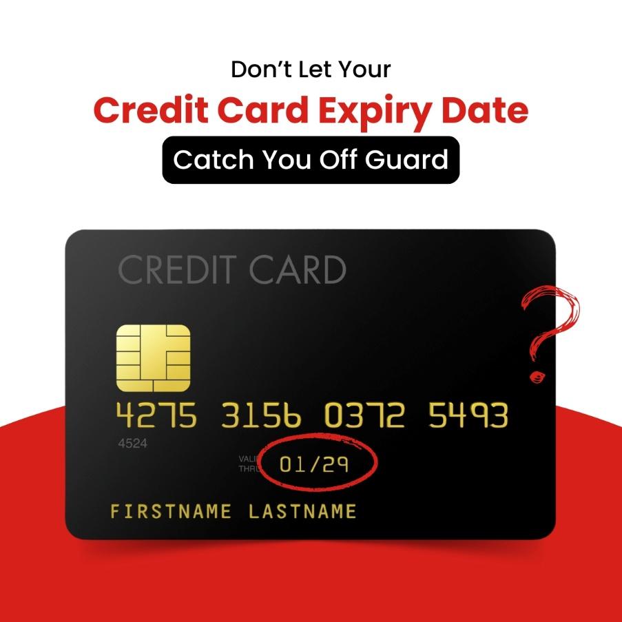A credit card with a visible expiry date and question mark symbol highlighting expiration concerns.