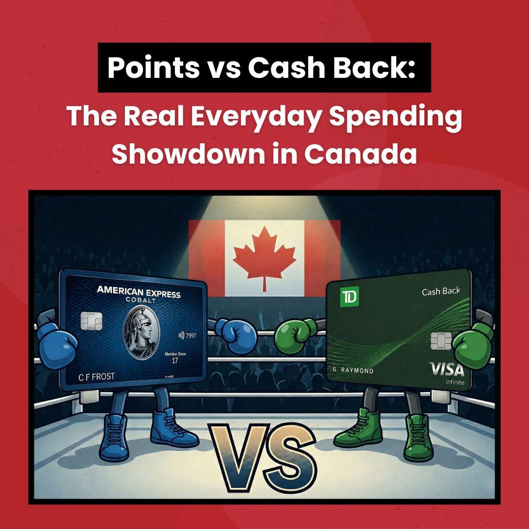 Illustration of two credit cards facing off, representing Amex Cobalt vs TD Cash Back Visa Infinite comparison in Canada