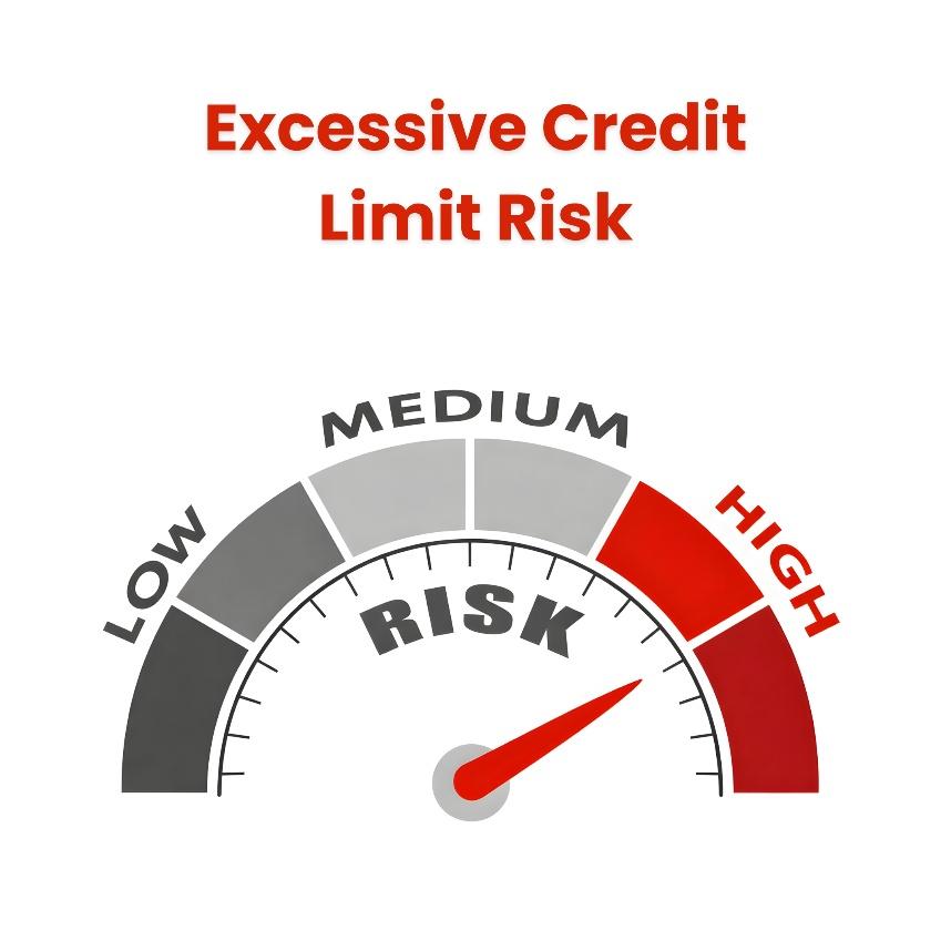 This photo shows a simple illustration of a credit limit meter with high limit warning.