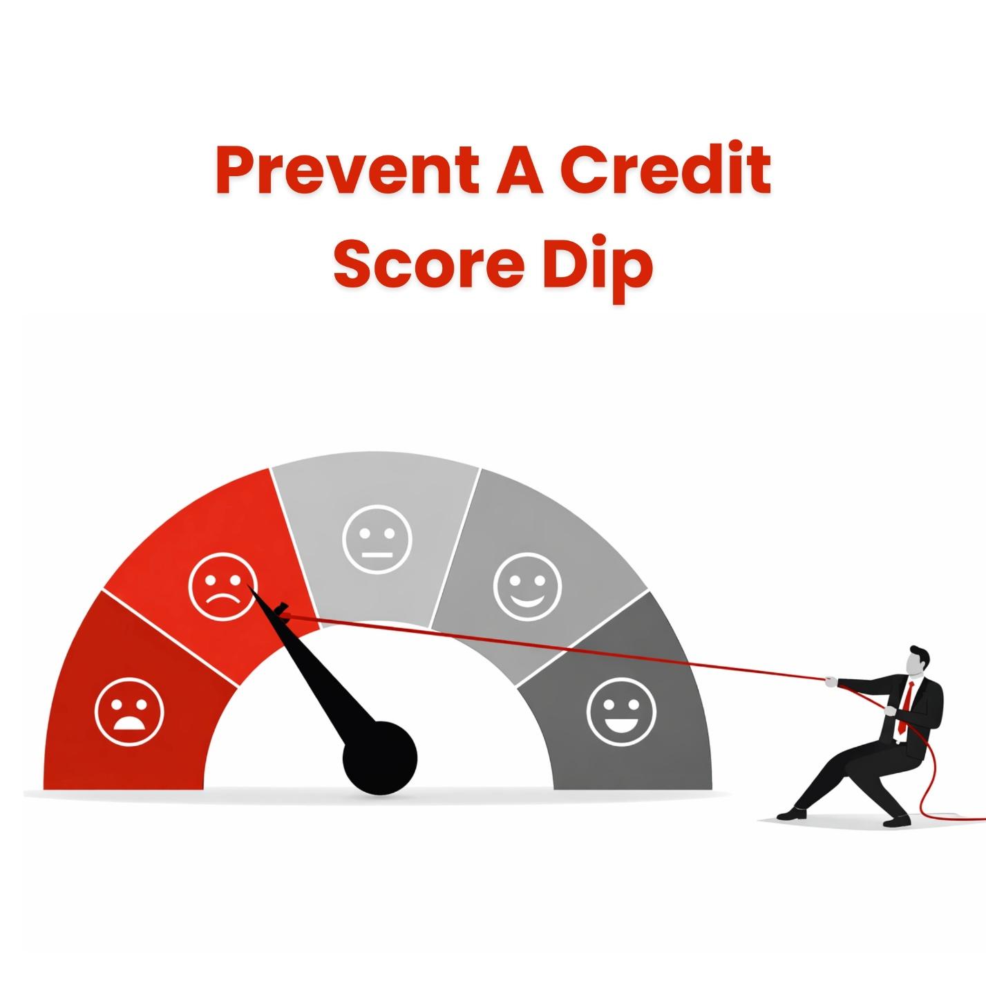 This image shows a man pulling the meter to good credit score from bad credit score