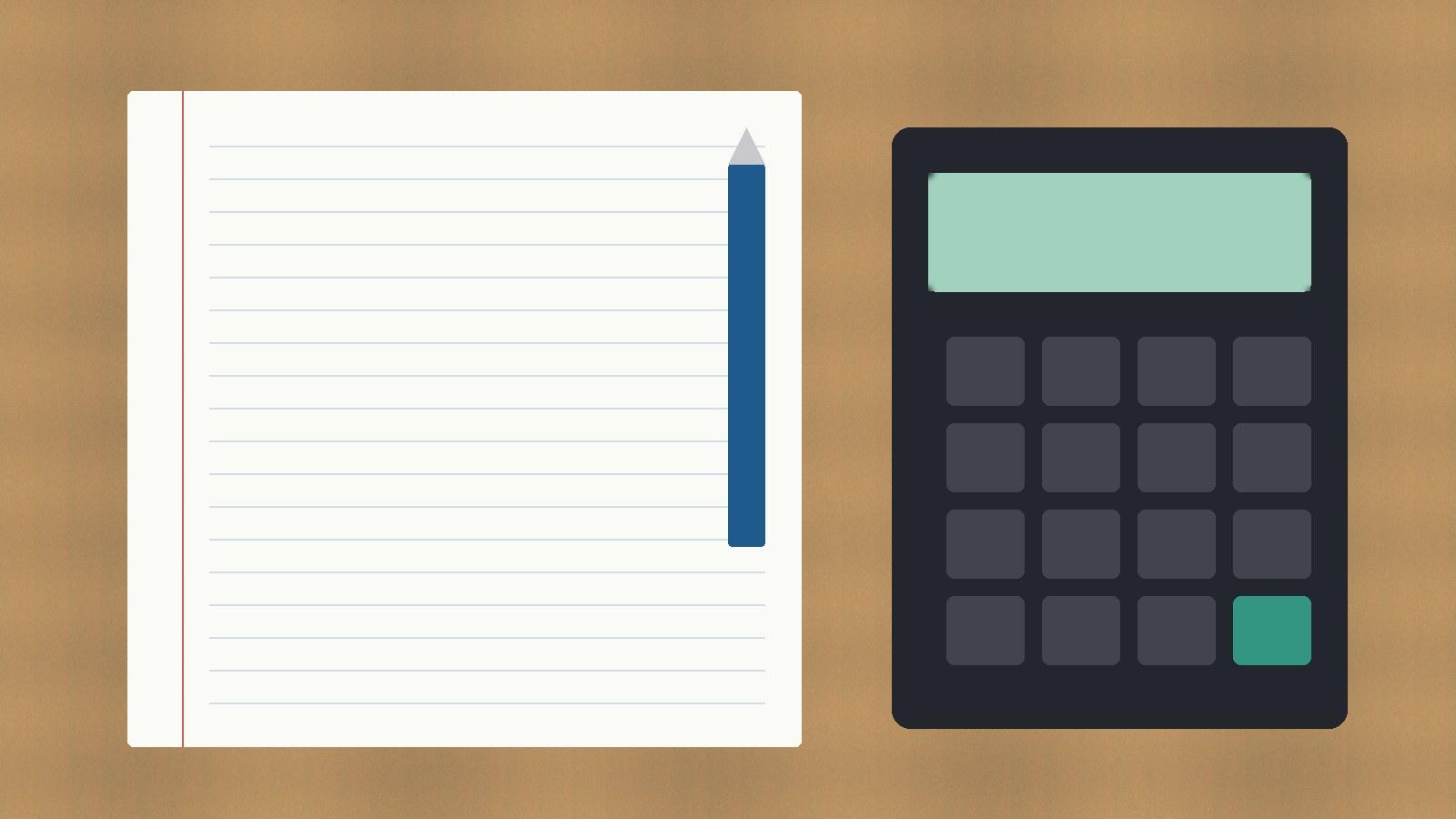 Calculator and notebook planning a credit card balance transfer payoff in Canada