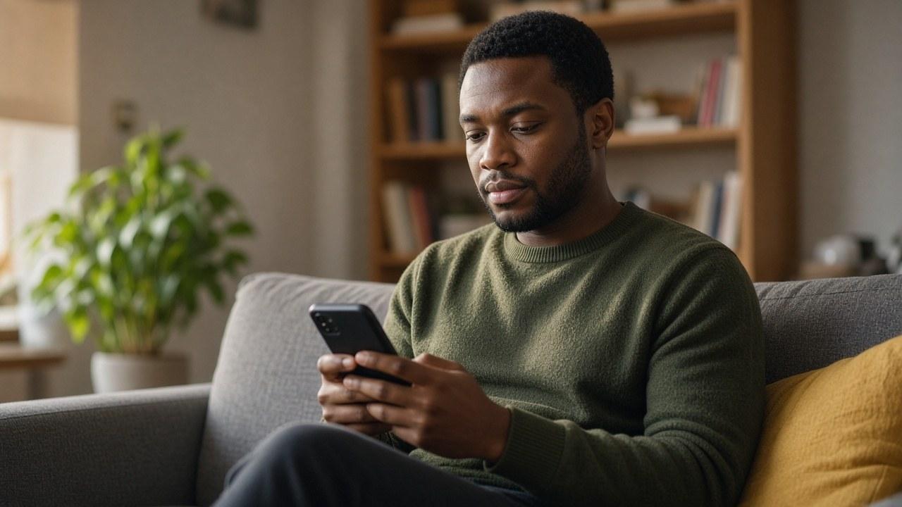 Canadian man checking a credit card credit limit increase request on his phone