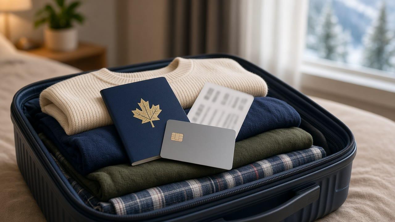 Packed suitcase with passport and credit card travel perks that can justify an annual fee
